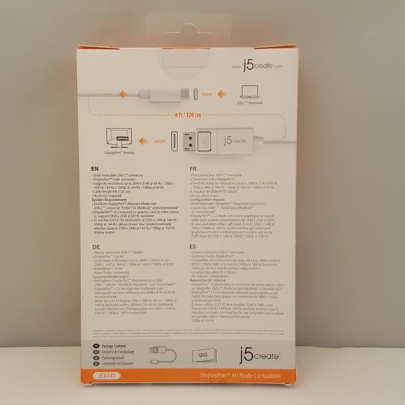 j5create JCA141 USB Type-C to 4K DisplayPort Male Cable 🆕 - Picture 3 of 6
